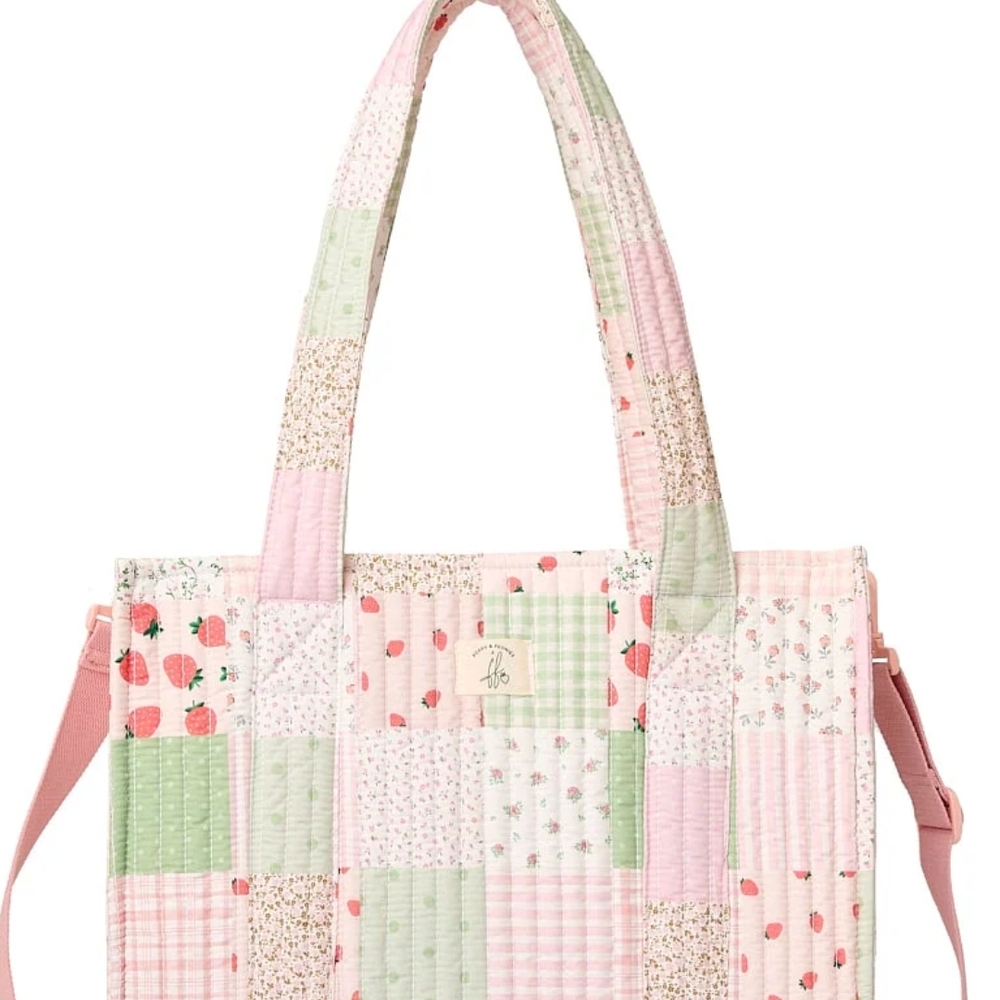 Patchwork Tote Bag - Pink and Green